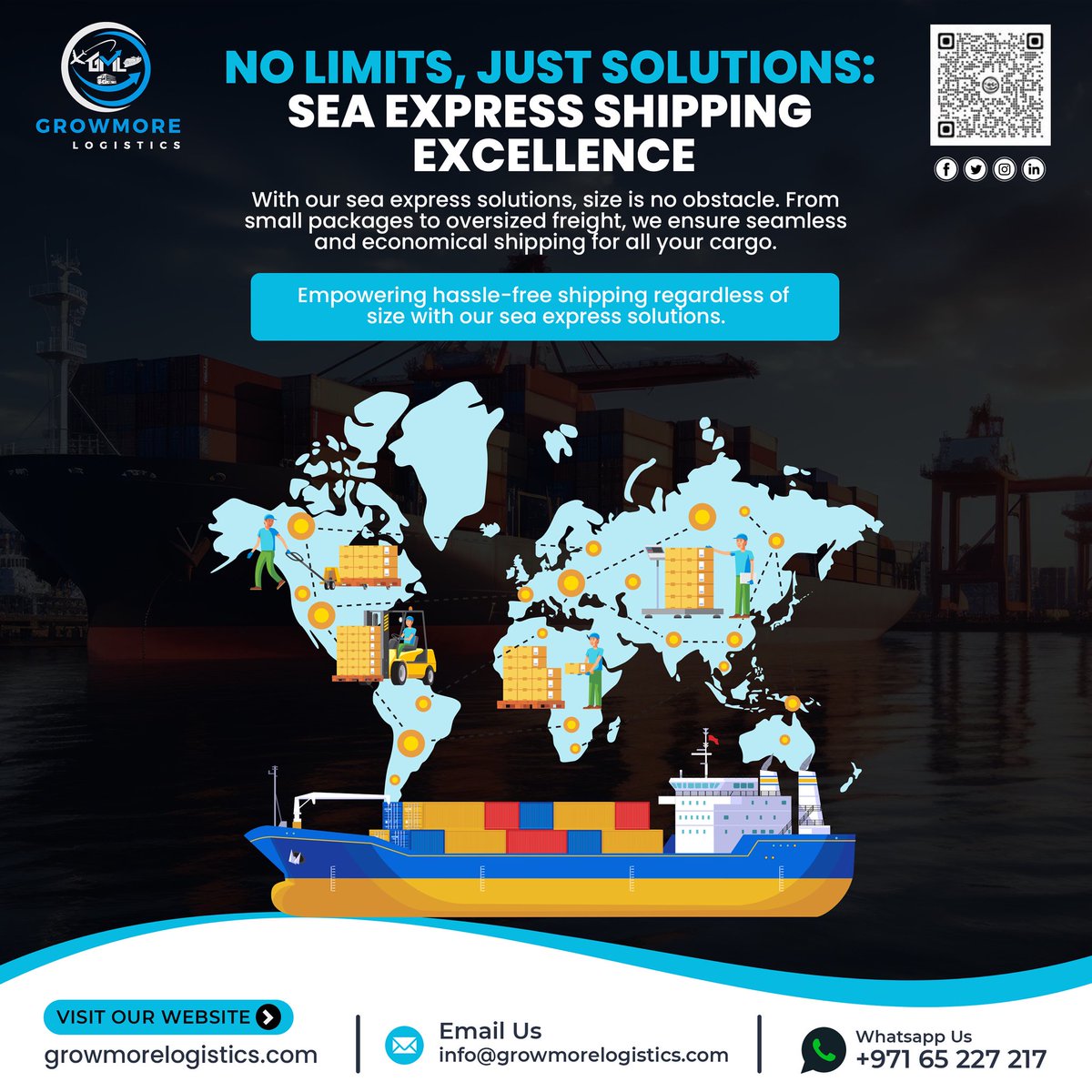 growmore_logist's tweet photo. Empowering hassle-free shipping regardless of size with our sea express solutions.✅

No Minimum Weight Limit | Cost Effective | Less Transit Time❕

For more information:
Share your Query at WhatsApp: https://t.co/ZaibrOYbc9
Whatsapp: +971 65 227 217
https://t.co/uDb1FQ7D42 https://t.co/pQiPTMZSF8
