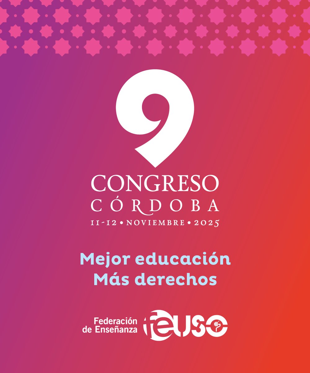 feuso.es/actualidad/203…
FEUSO celebrará en noviembre su 9º Congreso Estatal los días 11 y 12 de noviembre de 2025 en Córdoba. Este Congreso tendrá lugar en un momento clave para reflexionar sobre los retos educativos y laborales del momento.