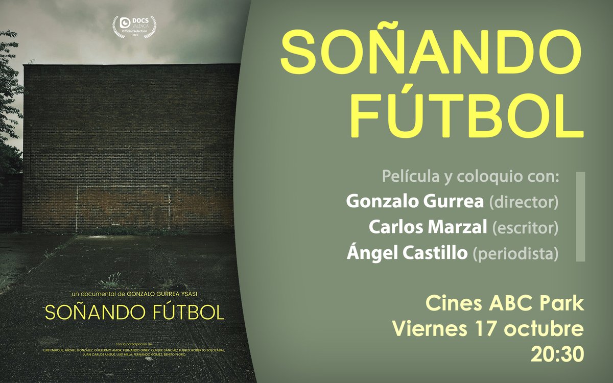 SOÑANDO FÚTBOL 🎬⚽️ Amantes del cine y el deporte, este viernes 17 de octubre se estrenará en Valencia la muy recomendable película documental #SoñandoFútbol, dirigida por <a href="/GonzaloGurrea/">Gonzalo Gurrea</a> y producida por María José Más.

⭐️ "Soñando fútbol" es una conversación llena de nostalgia
