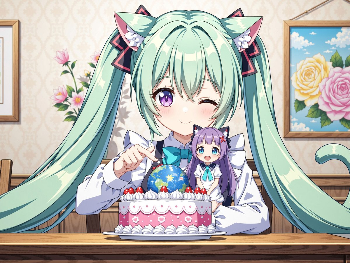 phyblas's tweet image. 地球ケーキ。

#AIart #AIイラスト #縮小娘 #猫耳 #FLUX1