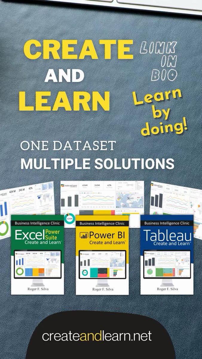 CreateAndLearn1's tweet image. Data skills are in demand.📊❤️
Visit our link to find the best way to learn by doing #excel #powerbi #tableau #python