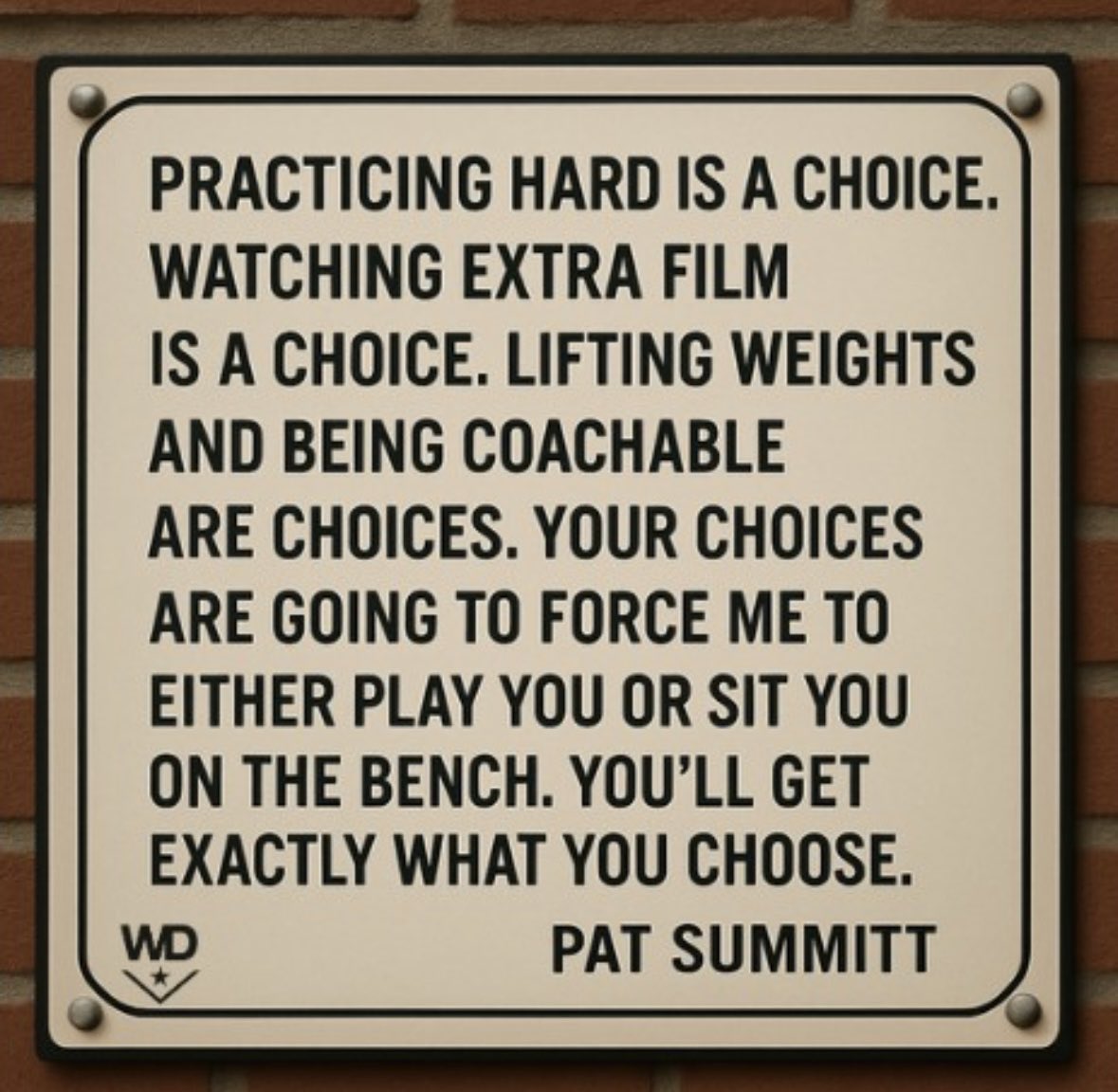 Coaches do not choose your playing time - your choices do.
Playing time isn’t politics. 
It’s proof.
It's proof of your habits, your work ethic, and your sacrifices.
There's a price to pay before you earn the right to play.
#Team56 #WeComingWAO