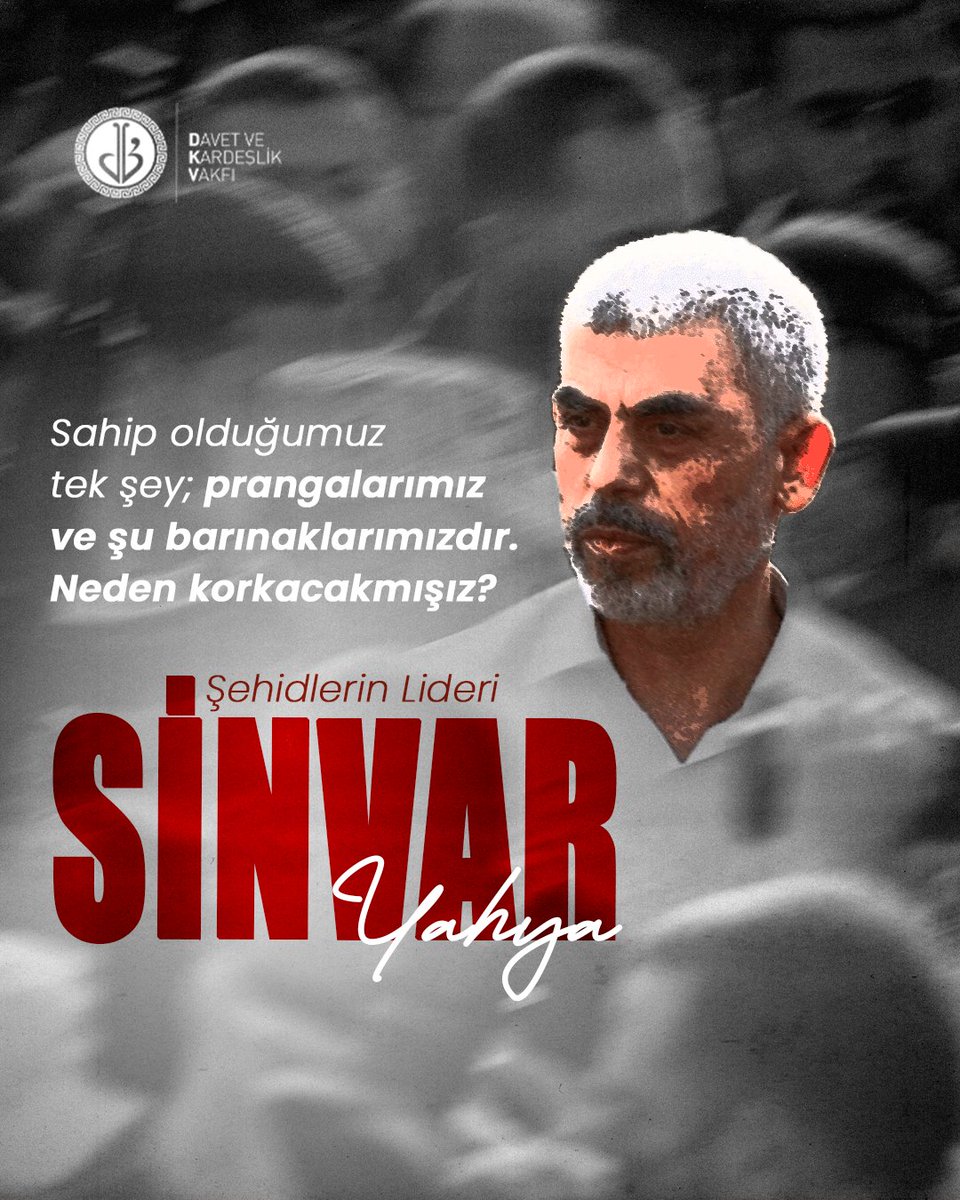 Dünya bir imtihandı, o kazandı.
Şerefli bir yaşamın ardından,
şehadetle vuslata yürüdü.
Rahmet olsun sana, ey direnişin şehidi…

#Şehadet #YahyaSinwar