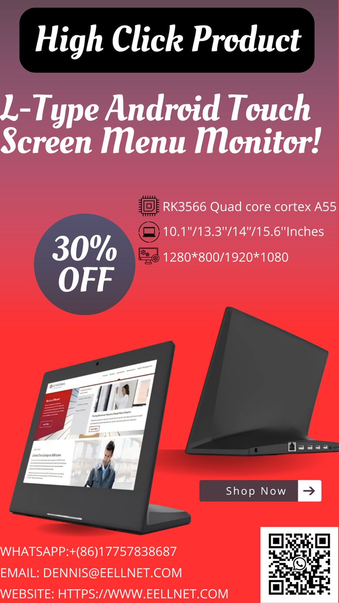 chen99949's tweet image. Perfect for cafes, restaurants, retail stores — anywhere you need intuitive, sleek menu or display solutions.
👉 Shop Now via the link, WhatsApp us at +(86)18673459032, or visit eellnet.com. #TouchScreen #RetailTech #FoodServiceTech #SmallBizEssentials #DealOfTheDay
