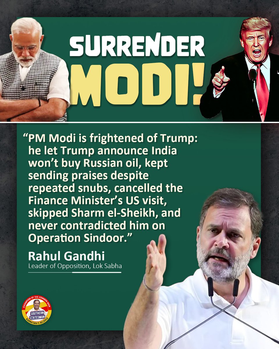 SouthStatesman's tweet image. Modi’s Trump Doctrine: Praise, Please, and Obey.

#AnswerMadiModi #NarendraModi #SurrenderModi #DonaldTrump #Trump #UnitedStatesofAmerica #USA #USPresident