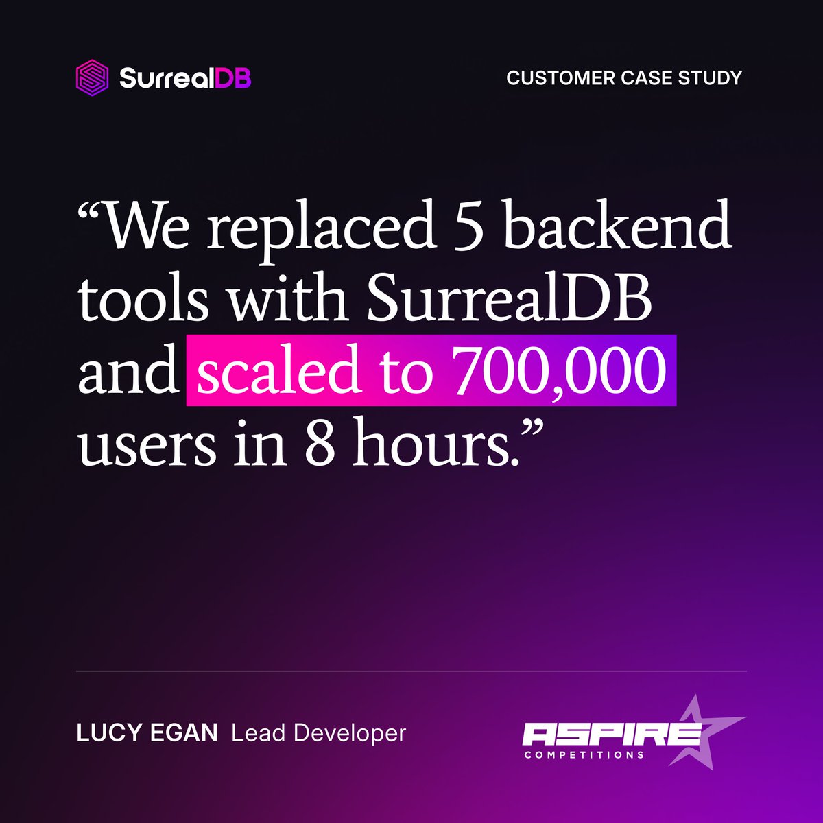 Struggling with a fragmented backend architecture? Learn why <a href="/aspirecomps1/">aspirecompetitions</a> migrated to our multi-model database, and how it helped cut complexity and speed up development. 👉sdb.li/45Cl3AV