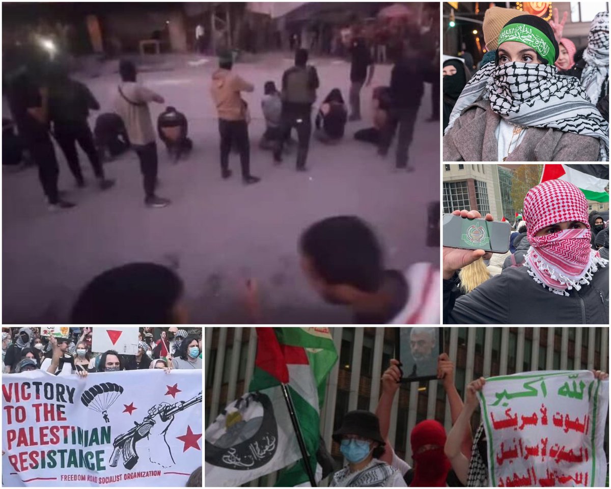 These are the "freedom fighters" who came out to demonstrate for them around the world.
Here’s the "resistance" that you admired, they protested with greenheadbands for in the cities of Europe and America.
The only people who execute dozens of Gazans in the streets in front of