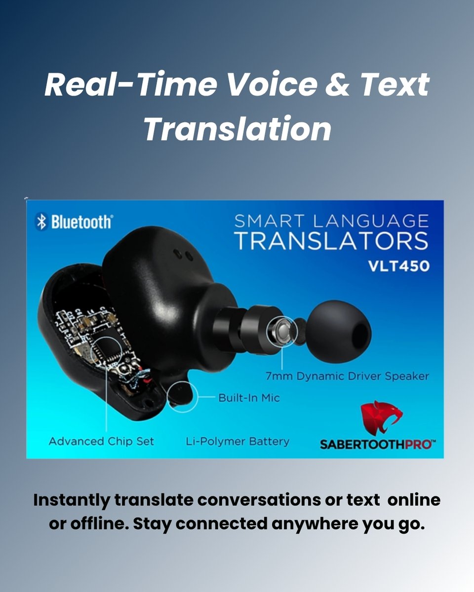 TonyHuf45582886's tweet image. 🌍✨Speak any language, anywhere!
The Sabertooth VLT450 Smart Translator Earbuds translate in real-time, connect via Bluetooth &amp;amp; last up to 18 hrs — perfect for travelers &amp;amp; pros! 🎧

👉 Grab yours now: gadget-grove.com
#smarttranslator #traveltech #techgadgets #innovation