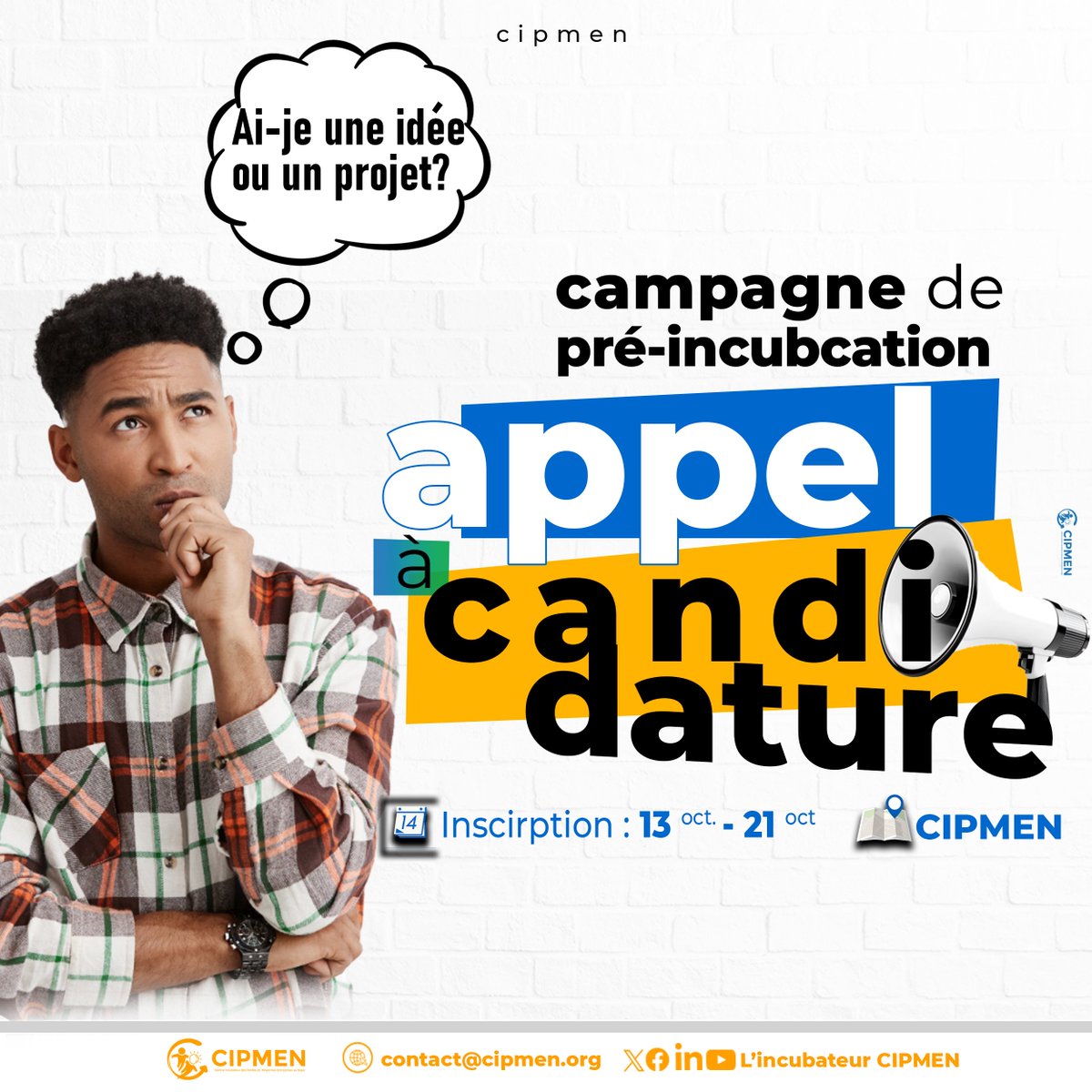 #news 

🚀 Vous êtes à #Niamey et vous avez une idée de projet ou une envie d’entreprendre ? C’est le moment ! Passez à l’action !
Inscriptions : 13–21 oct. 2025 
Info : 9133 9124
🎯 4 mois d’accompagnement (formations, coaching, business model...)
💰 40 000 F/mois
#Préincubation