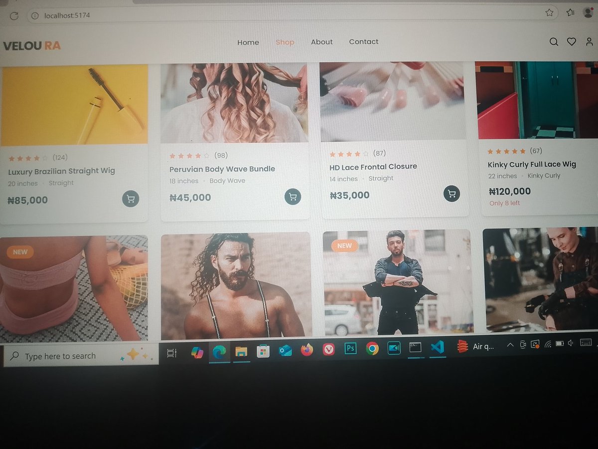 tech_evolv's tweet image. The Veloura Hair Shop is live 🛍️✨
Explore premium wigs and hair collections with a sleek, responsive shopping experience.
Every click is beauty redefined 💇♀️💻
Built with React.js, TypeScript, HTML & JavaScript — styled to perfection.
#VelouraHair #EcommerceDesign #ReactJS