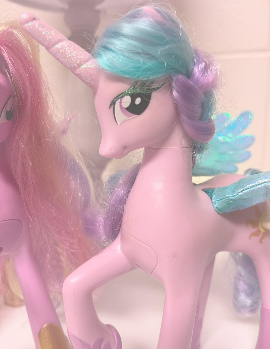 MY PONIES !!!!! I got my hands back on cadance and celestia …. oouu how much I’ve missed them !!!!!
a little secret ♡ my hair is inspired by these ponies’ manes so I have tinsel in my hair too :3 maybe I’ll show one day …