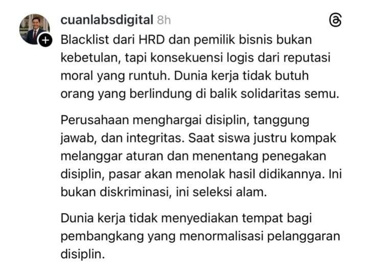 Frahmadi227's tweet image. Ini si yg epic, udah paling bener disekolah biar di didik yg bener malah ngelawan ya jadi gini kena seleksi alam, mau perusahaan manapun tidak akan menerima orang suka melanggar aturan &amp;amp; disiplin kerja