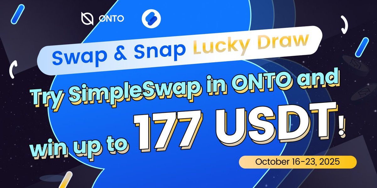 ONTOWallet's tweet image. 🚀 Trade, Snap & Win!
Join #ONTO x @SimpleSwap_io Trading Screenshot Lucky Draw! 🎉
✅ Swap any tokens via #SimpleSwap
📸 Like &RT, and comment with your screenshot + TX hash
💰 Win up to 177 USDT!
📆 Don’t miss out – event ends Oct 23!
⬇️ Full info
onto.app/blog/trade-sna…