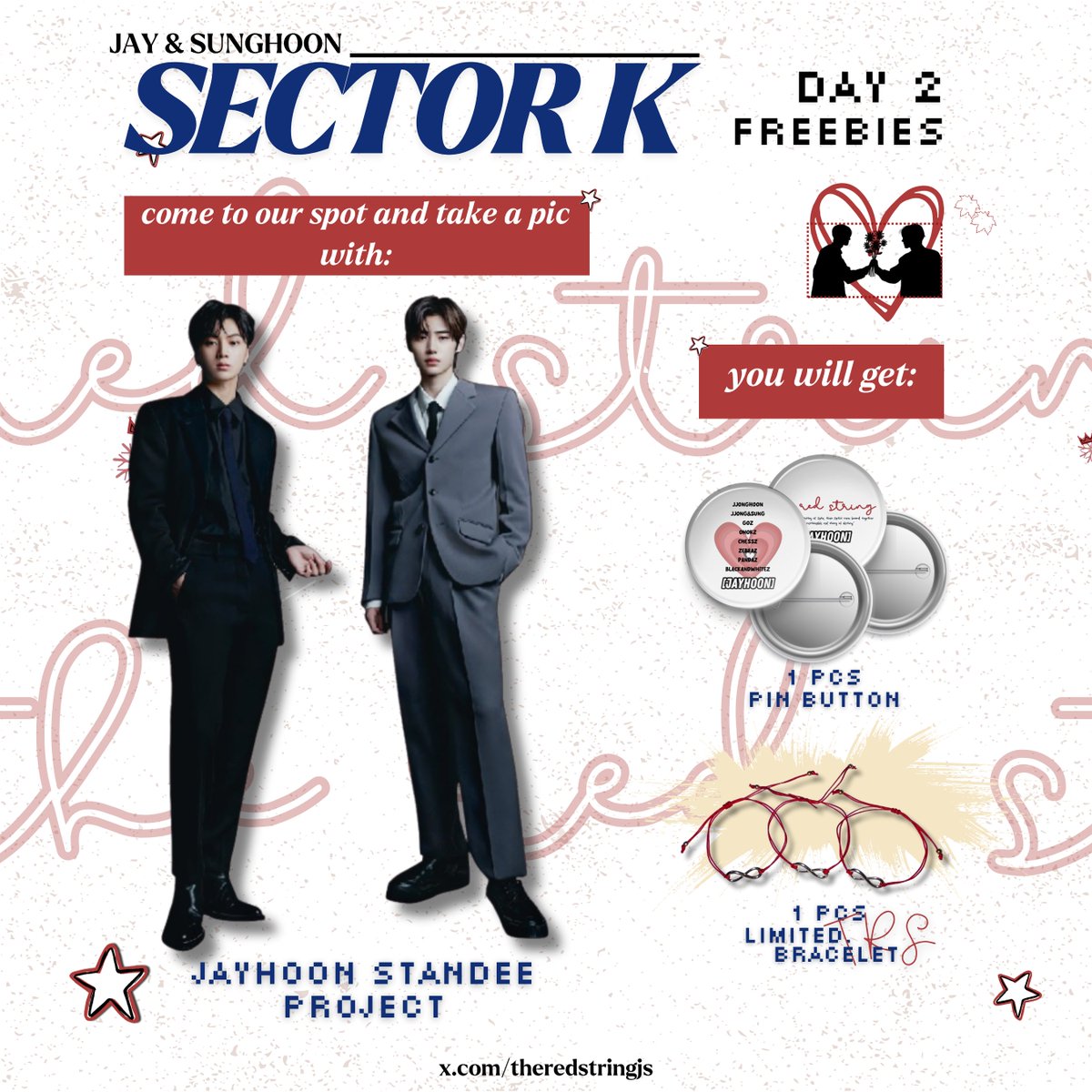 theredstringjs's tweet image. SECTOR K; 𝐉𝐀𝐘𝐇𝐎𝐎𝐍 STANDEE &amp;amp; FREEBIES BY # 𝐭𝐡𝐞 𝐫𝐞𝐝 𝐬𝐭𝐫𝐢𝐧𝐠 𓍯∞ @theredstringjs 

🗓️ DAY 2 - 19 OCT 2025 
📍 NICE PIK 2 (detailed location will be updated)
⏰ 13.00—15.00 WIB

how to claim? 
⟢ rt &amp;amp; like this tweet
⟢ take a photo with our 𝐉𝐀𝐘𝐇𝐎𝐎𝐍 standee