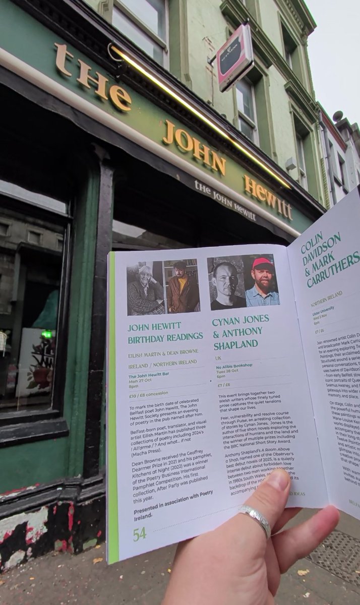 The_JHS's tweet image. 27TH OCTOBER - 8PM - BIRTHDAY READINGS - THE JOHN HEWITT BAR - BELFAST INTERNATIONAL ARTS FESTIVAL 🔥😍
…rnationalartsfestival.ticketsolve.com/ticketbooth/sh…
@poetryireland @BelfastFestival @TheJohnHewitt @ArtsCouncilNI @VisitBelfast