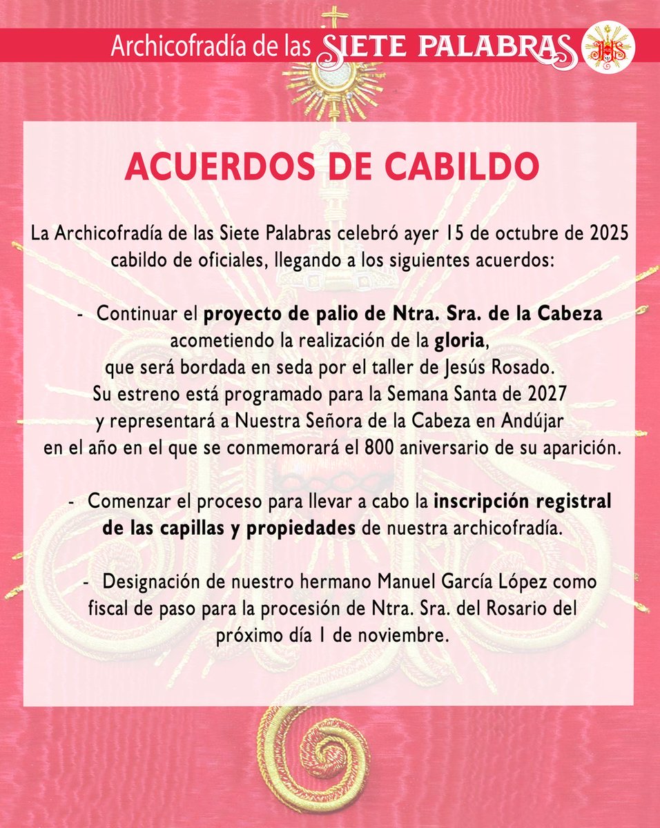 🔔 Acuerdos adoptados en el cabildo de oficiales del día 15 de octubre.
