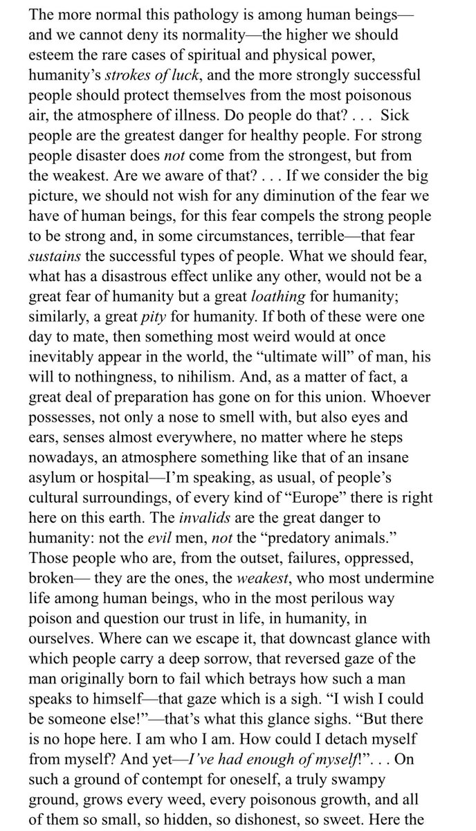 bronzeagemantis's tweet photo. For ease of reading on ipotato I’m uploading full text of aphorism 14 of Nietzsche Genealogy of Morals…this psychology of pathology and revenge masking under other things always relevant, always power… and I feel it become ever more relevant now… https://t.co/1pjTK24XtX