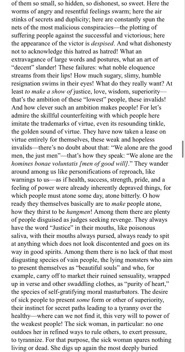 bronzeagemantis's tweet photo. For ease of reading on ipotato I’m uploading full text of aphorism 14 of Nietzsche Genealogy of Morals…this psychology of pathology and revenge masking under other things always relevant, always power… and I feel it become ever more relevant now… https://t.co/1pjTK24XtX