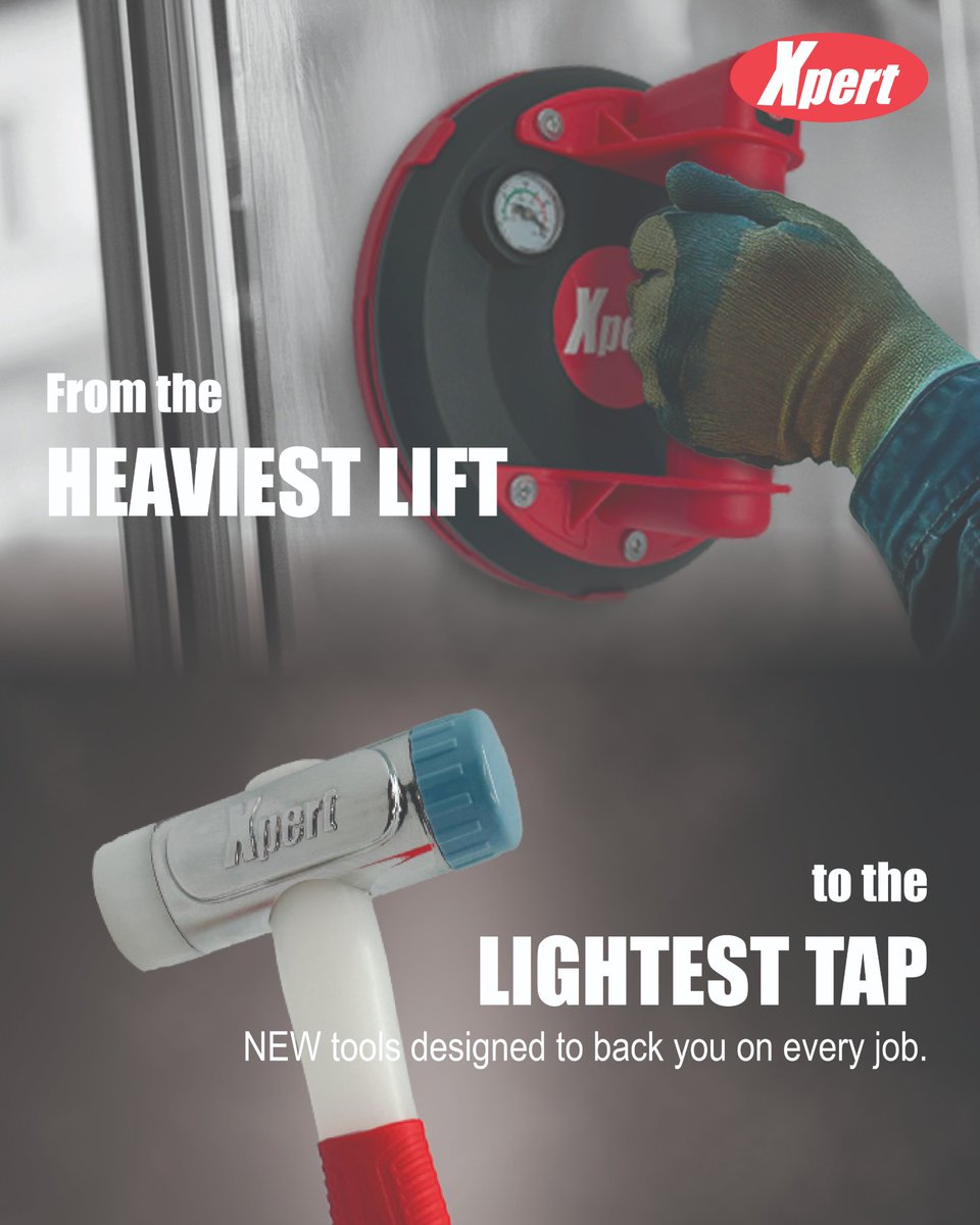 Power in one hand, precision in the other. Our new Xpert PowerLift Vacuum Glass Lifter and 32mm Nylon Glazing Hammer deliver secure holds and controlled strikes. Built for glaziers who want dependable tools without the fuss. #GlazingTools #XpertTools #GlassHandling #Installer