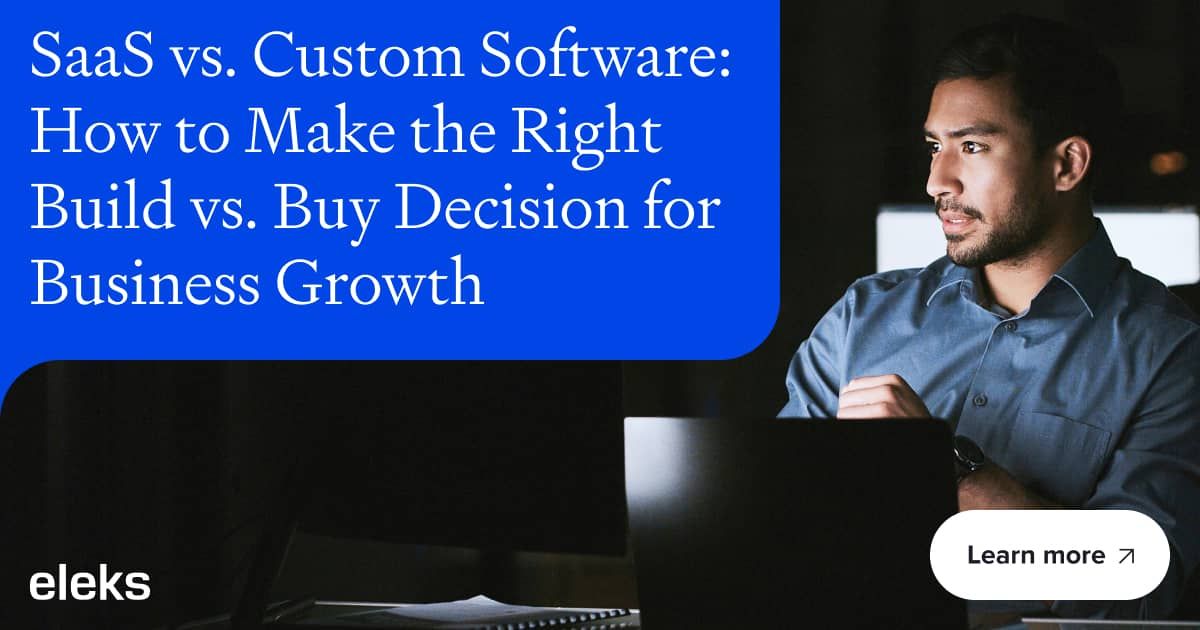 As businesses scale, they often face the Build vs. Buy dilemma: whether to purchase a SaaS solution or develop a custom one.

🧷buff.ly/Z21934u

💡Read the full article to explore the pros and cons of SaaS and custom software solutions. 

#SaaS #SoftwareDevelopment