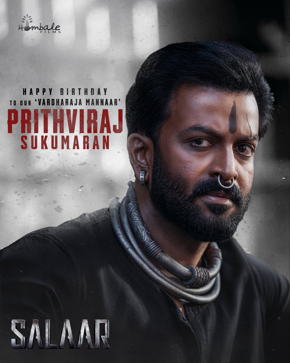 Salaar (@salaarthesaga) on Twitter photo To the one and only Vardharaja Mannaar, the KING.
Happy Birthday to our dearest <a href="/PrithviOfficial/">Prithviraj Sukumaran</a>.
We can’t wait to see you in action in Shouryaanga Parvam! #Salaar2 To the one and only Vardharaja Mannaar, the KING.
Happy Birthday to our dearest <a href="/PrithviOfficial/">Prithviraj Sukumaran</a>.
We can’t wait to see you in action in Shouryaanga Parvam! #Salaar2