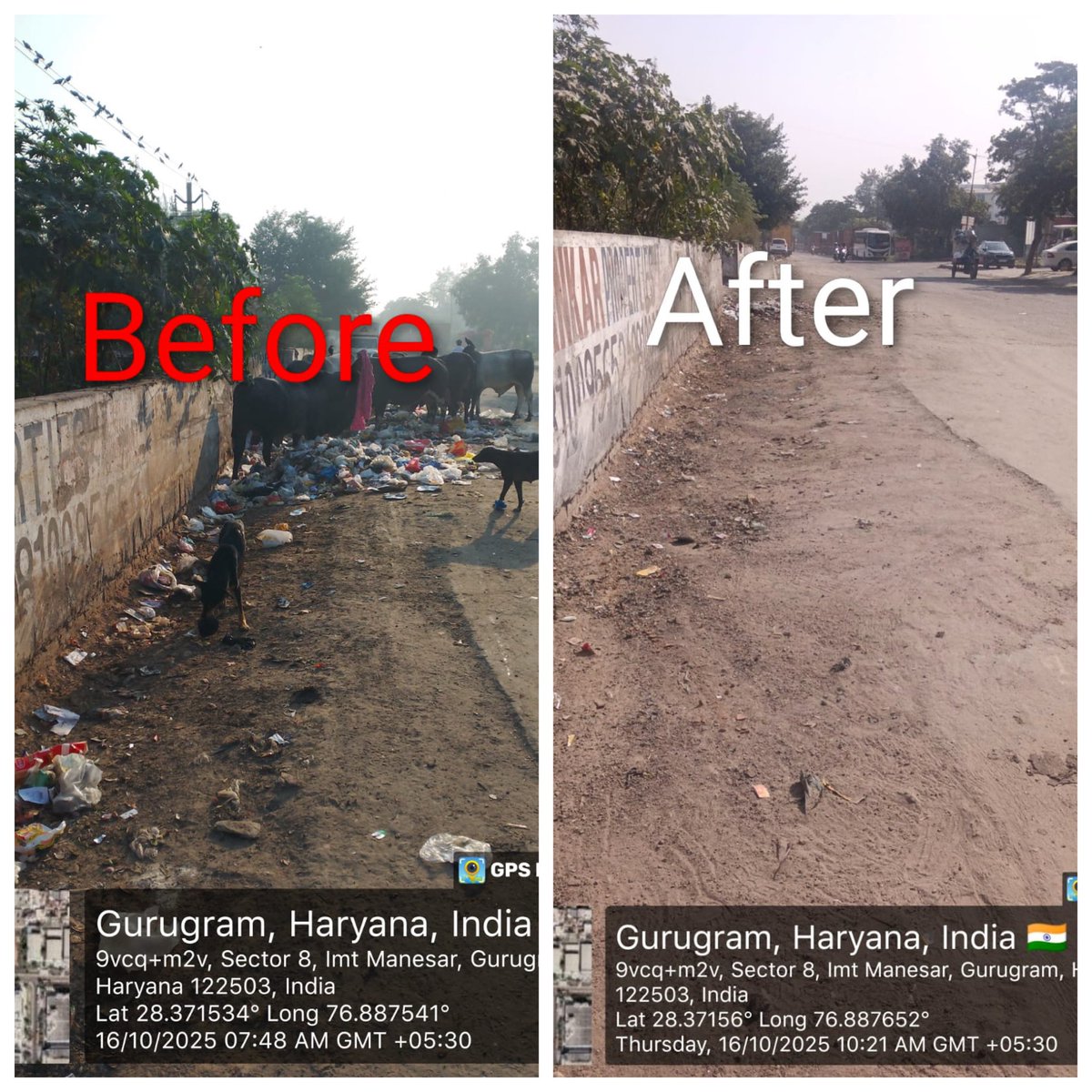 Every clean spot tells a story!
#HaryanaShaharSwachhtaAbhiyan 
A story of collective effort, civic sense, and pride in our surroundings.
Here’s how we turned ‘Before’ into a much better ‘After’! 
#BeforeAfter #CleanCity #SwachhataHiSeva #TogetherWeCan