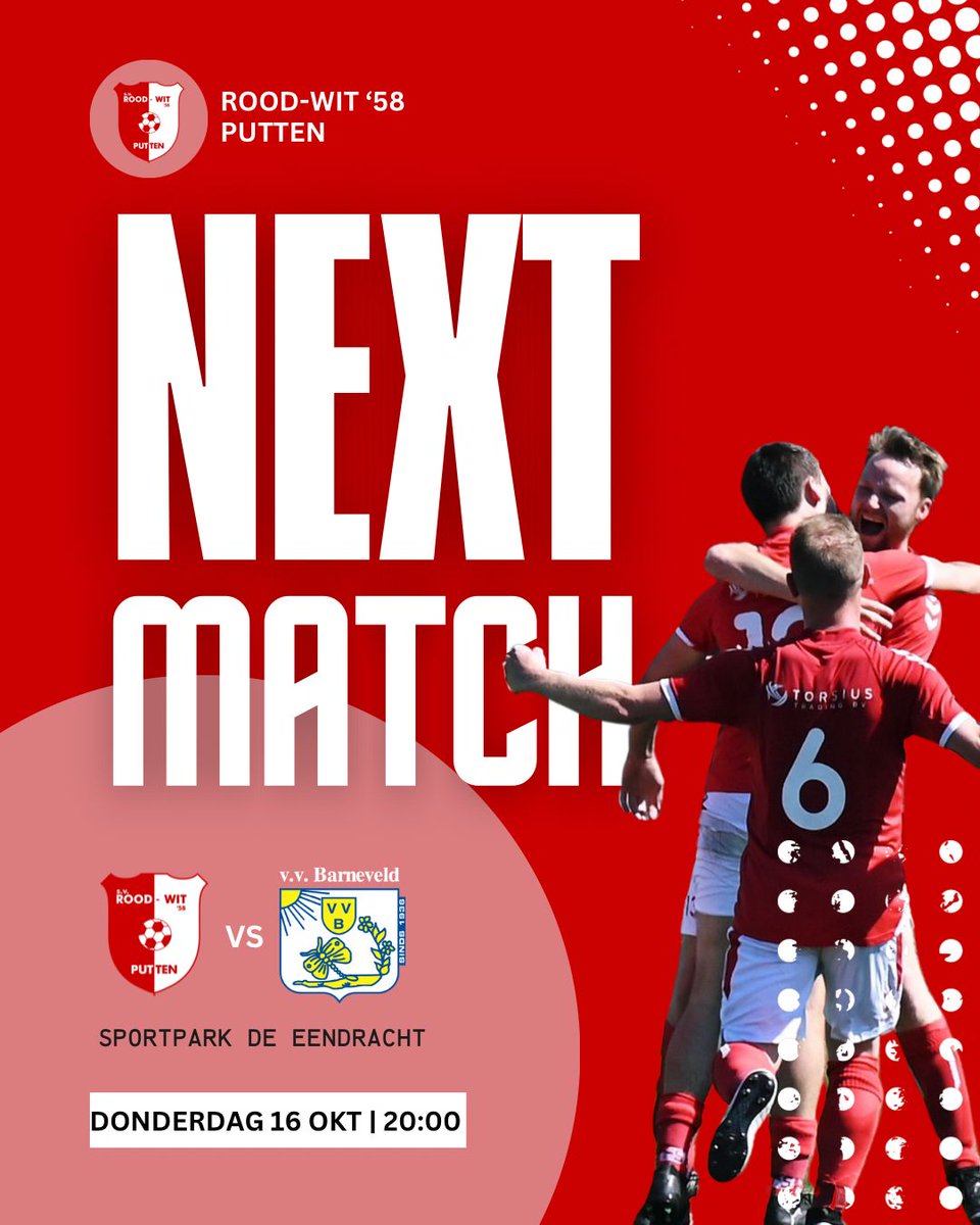 Matchday!
Vanavond om 20:00 uur gaat de bal weer rollen op Sportpark de Eendracht. Een oefenwedstrijd tegen <a href="/VVB_Barneveld/">VVBarneveld</a> 1 staat op het programma! Tot vanavond 🔴⚪️💪🏻