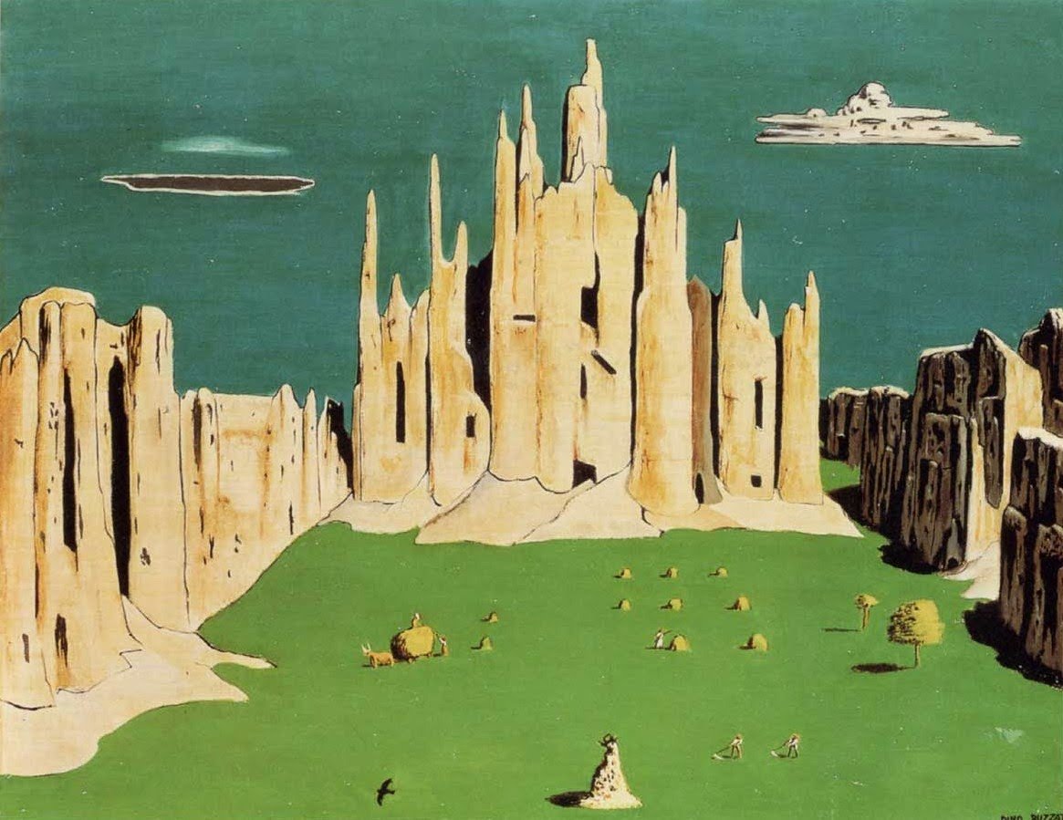 Dino Buzzati, peintre et écrivain, est né le 16 octobre 1906 à San Pellegrino di Belluno en Vénétie...Bàrnabo des montagnes, Le Désert des Tartares, Un amour, K, Le Rêve de l'escalier, La Fameuse Invasion de la Sicile par les ours...