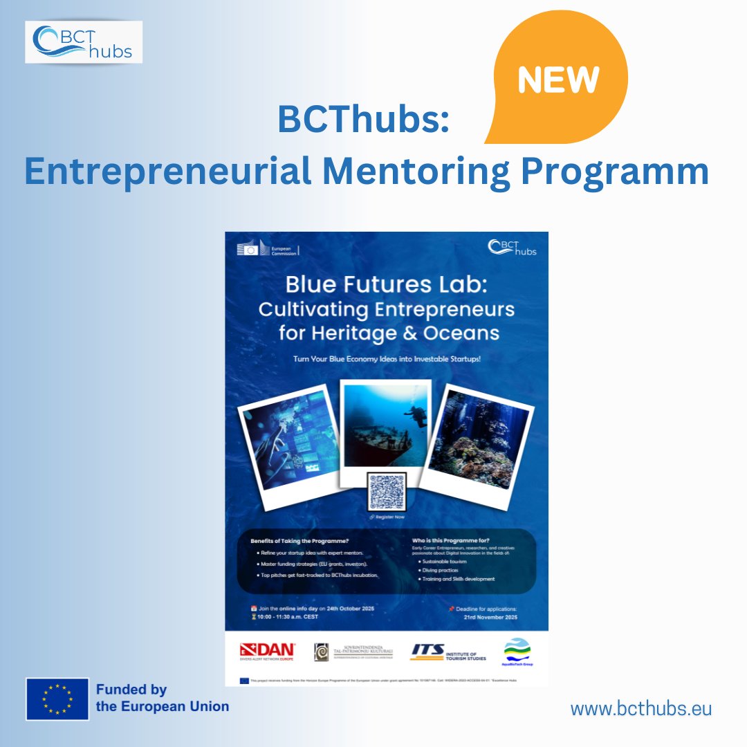 bcthubs's tweet photo. 🤔Want to know more??

We organized an Q&amp;A Info Day to answer your questions!!

🚀Mark your calendars on 24 October 2025,(10:00 – 11:30 CEST)

Register here for free👉https://t.co/C7oscEu1sY

 #BCThubs #UnderwaterCulturalHeritage #Innovation  @CORDIS_EU @HorizonEU #infoday https://t.co/PhYdF1ESsO
