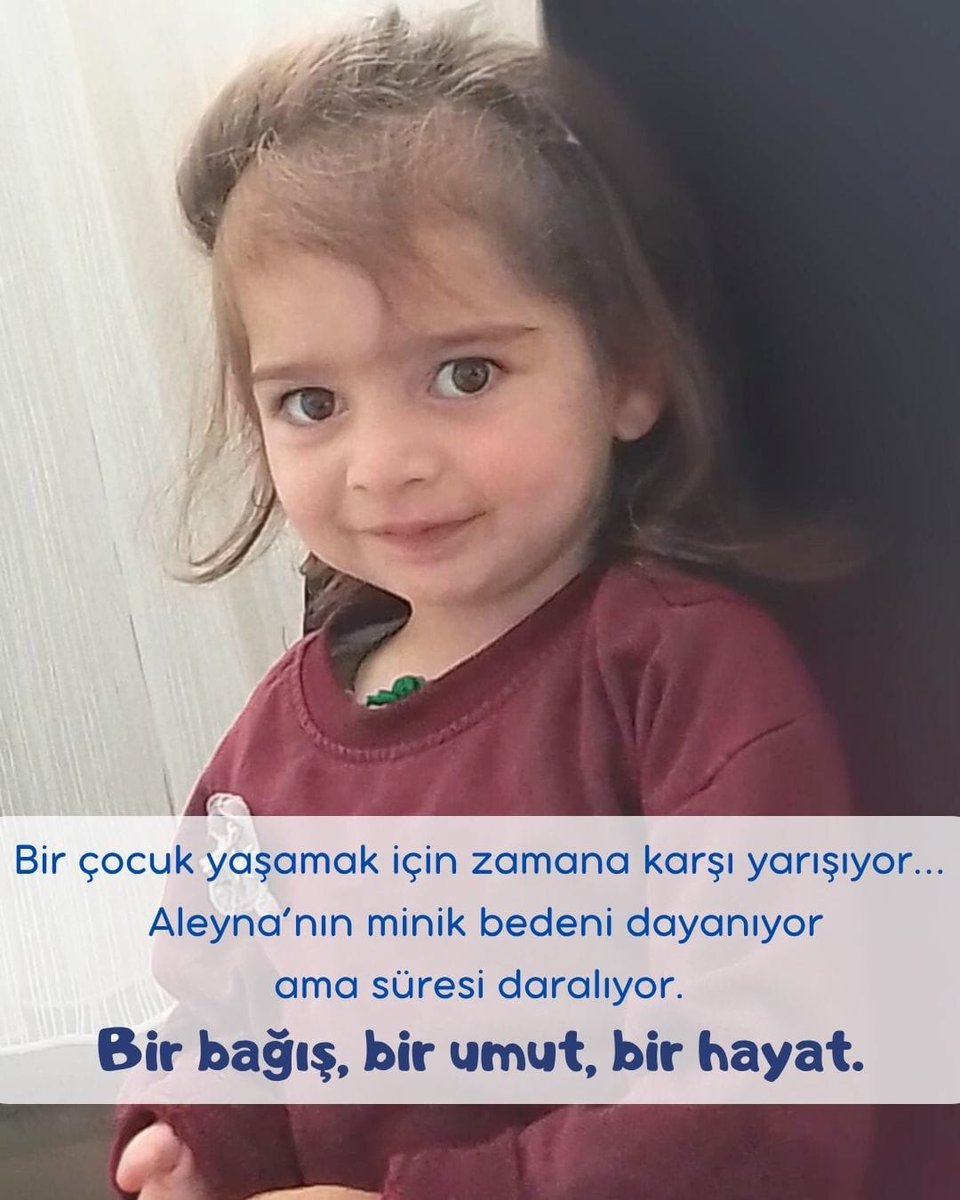 📌 Bir Umut, Bir Hayat: Aleyna İçin

Bazen bir fotoğraf, binlerce kelimenin anlatamadığını anlatı
Bu masum bakışların ardında büyük bir mücadele var. Aleyna, yaşıtları gibi koşup oynaması gerekirken, zamana karşı sessiz bir savaş veriyor. Küçücük bedeniyle.
#patlama 
#Afghanistan