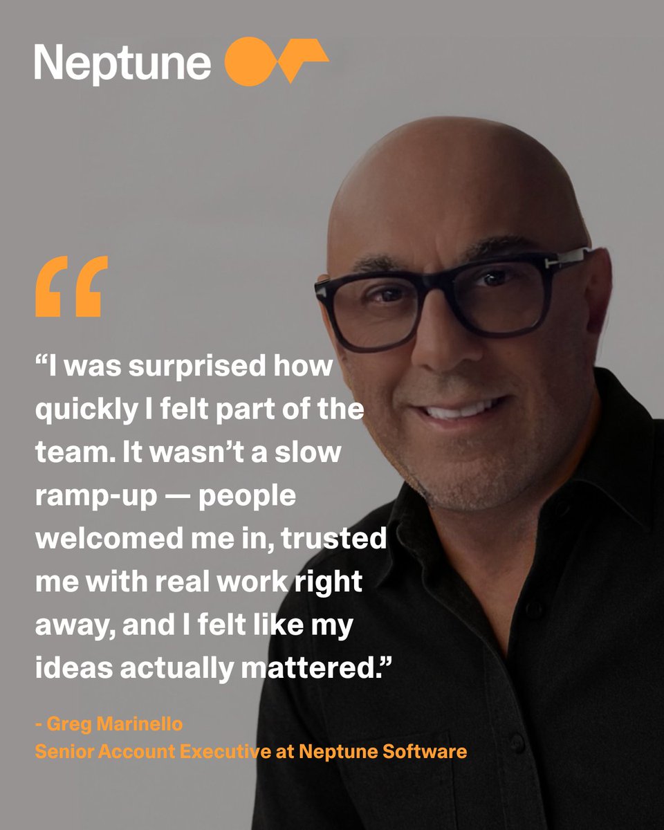 NeptSoft's tweet image. Greg is a Senior Account Executive, and from day one - he felt right at home.

That mix of trust and impact is exactly what makes the #NeptuneCrew special. When you know your voice counts from the start, you can do your best work. 

#NeptuneDXP #SAPAI #LowCode #DigitalInnovation