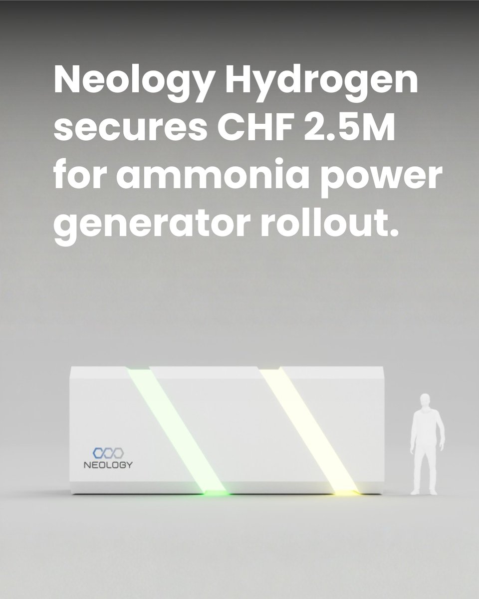 Swiss clean-tech innovator Neology Hydrogen has raised CHF 2.5 million to supercharge its deployment of ammonia-based power generators.
venturelab.swiss/Neology-Hydrog…

Congratulations to CEO Aris Maroonian, Co-founder Ruben Feldman, CFA, Dany Maroonian, Marton Kollar, Àlex Socías,