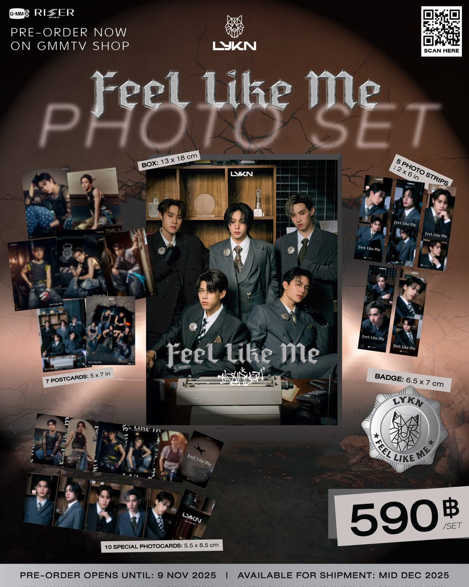 PRE-ORDER NOW! LYKN FEEL LIKE ME PHOTO SET ON GMMTV SHOP

สั่งซื้อที่นี่ / Order Here
LYKN FEEL LIKE ME PHOTO SET
gmm-tv.com/shop/lykn-feel…

Pre-order opens now until November 9, 2025.
All purchase orders will be shipped sequentially starting from mid December 2025.