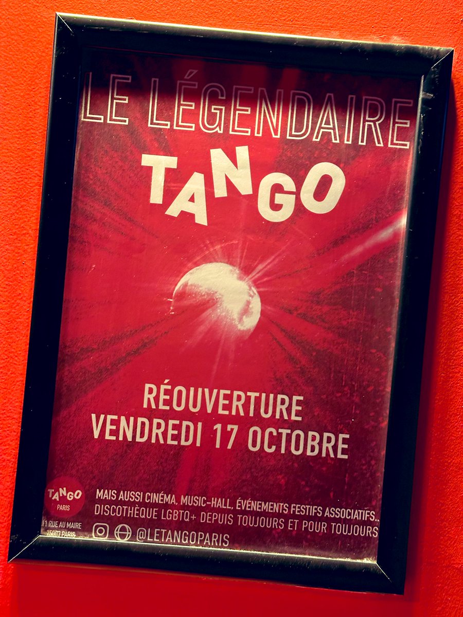 Le Tango rouvre ses portes cette semaine ! Soirée de pré-ouverture hier… Merci aux salariés, bénévoles, sociétaires qui rendent possibles la convivialité, les danses et les rires dans ce lieu mythique à #ParisCentre.
Fier de soutenir cette aventure. 
Longue vie au Tango !🕺🌈