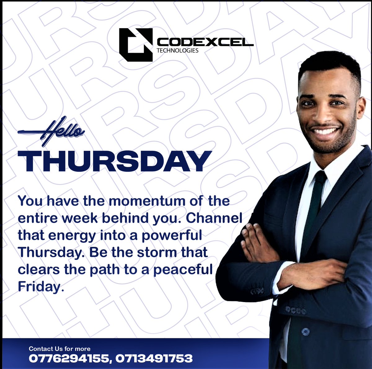 codexceltech's tweet image. You have the momentum of the entire week behind you. Channel that energy into a powerful Thursday. Be the storm that clears the path to a peaceful Friday.
#Codexceltech
#thursdaymotivation
#softwareapplicationdevelopmentcompany