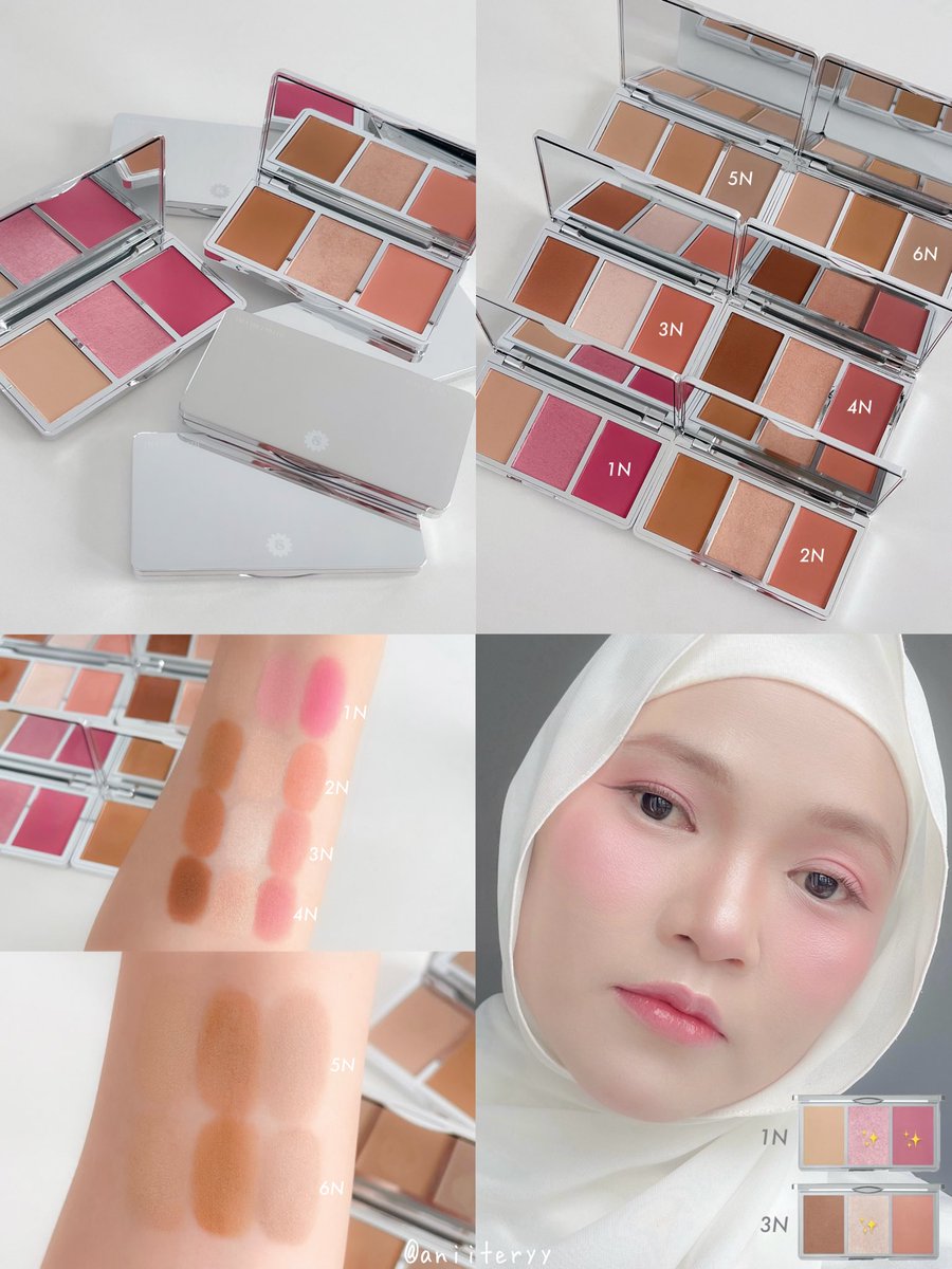 สวยมากกกก 🪞✨🫶🏻

SUPERMOM — I'M A TRIO PALETTE 
พาเลตต์ 3 ช่อง 3 สไตล์ในตลับเดียว

ทุกช่องเป็นเนื้อฝุ่น มีมาให้เลือก 2 แบบ
มีมาให้เลือกใช้ 6 ตลับน้า 
— พาเลตปัดแก้ม 4 พาเลต 4 โทนสี
— พาเลตคอนทัวร์ 2 พาเลต สำหรับ 2 โทนสีผิว

ในภาพเราใช้พาเลต 1N กับ 2N นะคะ 
ฟินิชลุคสวยมากกกกก