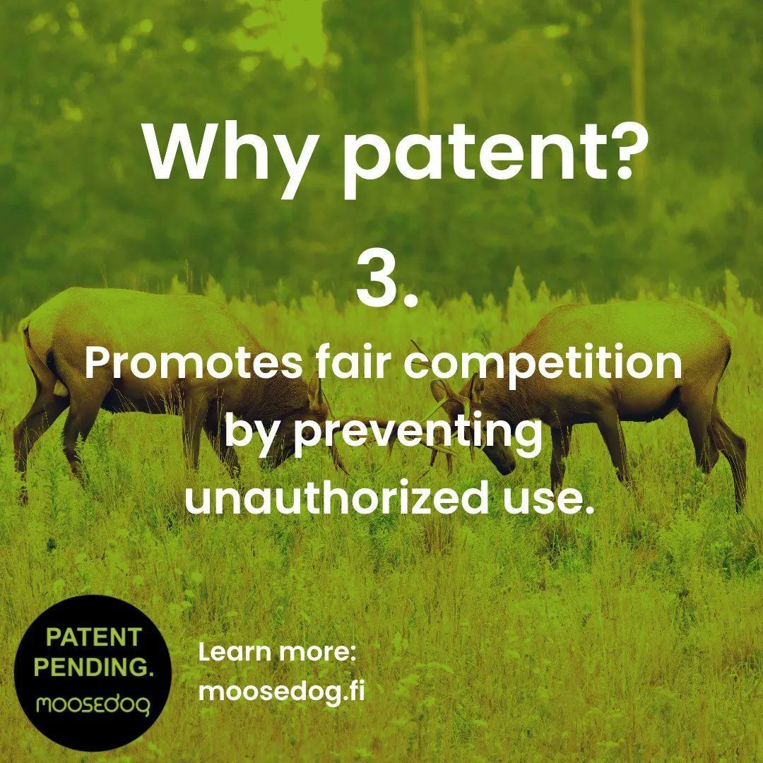 Why patent your ideas?

Patents help keep innovation fair. They protect your work from unauthorized use, so you can compete with confidence and integrity in the marketplace.

👉 Learn more at moosedog.fi

#Patents  #MoosedogIPR #FairCompetition #IntellectualProperty