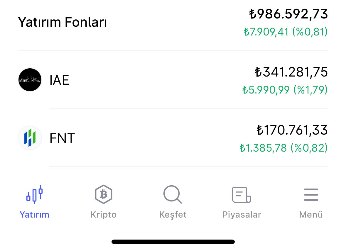 korayh's tweet image. Yatırım fonlarımdan yarın daha iyi performanslar bekliyorum. Bekleyen derviş.🤔 #ıae #fnt