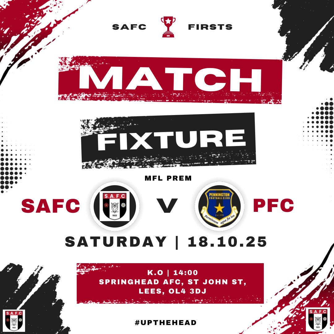 SpringheadAFC's tweet image. ‼️ NEXT UP ‼️ 

The firsts are at home vs Pennington FC firsts - KO 2pm

Get down and support the lads !💪🏼

#UpTheHead
🇾🇪🔴⚫️
