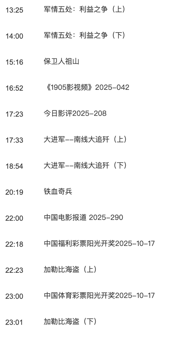 Sukieatmore's tweet photo. 明天凌晨trump又来讲话了 先看看cctv6的节目单 会不会有点关联🥲 #守护仓位 https://t.co/kcvyowjOL9
