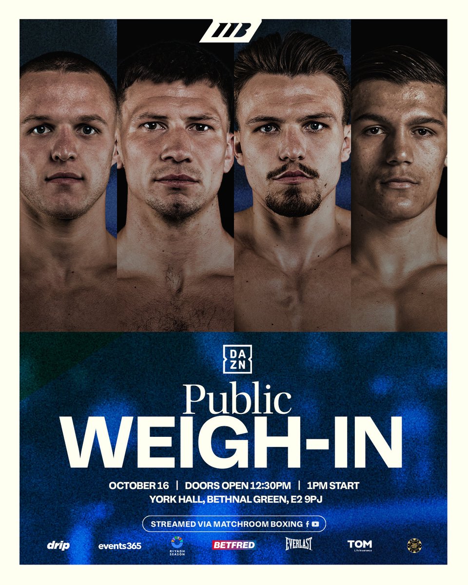 ⚖️ WEIGH-IN DAY ⚖️ 

Join us at York Hall as the fighters hit the scales and face off for the final time 👀 

Also streamed live on Matchroom Boxing YT from 1pm 👊 #ConwayLiddard