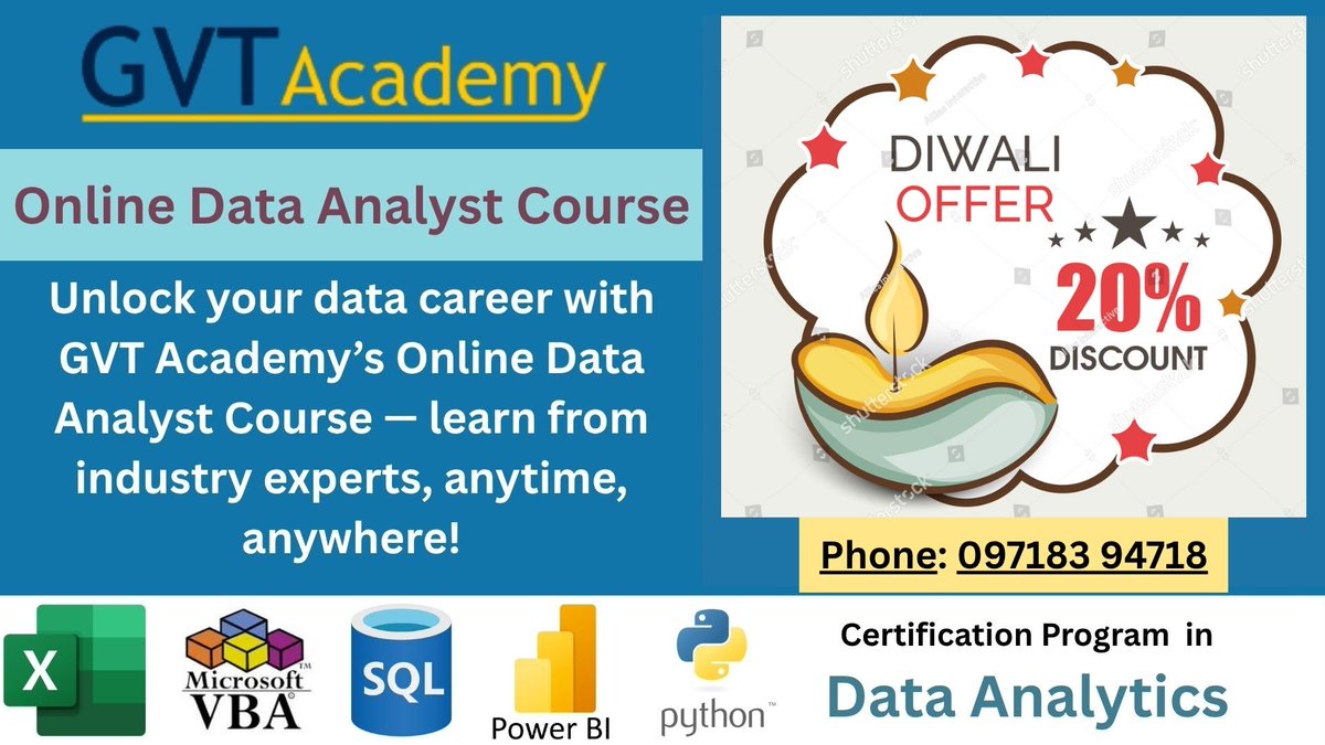 GVTAcademy's tweet image. linkedin.com/posts/gvt-acad…
#DataAnalystCourse #GVTAcademyNoida #DataAnalytics #DataAnalyst #DataSkills #LearnDataAnalysis #DataDrivenFuture #DataAnalyticsTraining #UpskillNow #CareerGrowth #OnlineLearning #SkillDevelopment #DiscountOffer