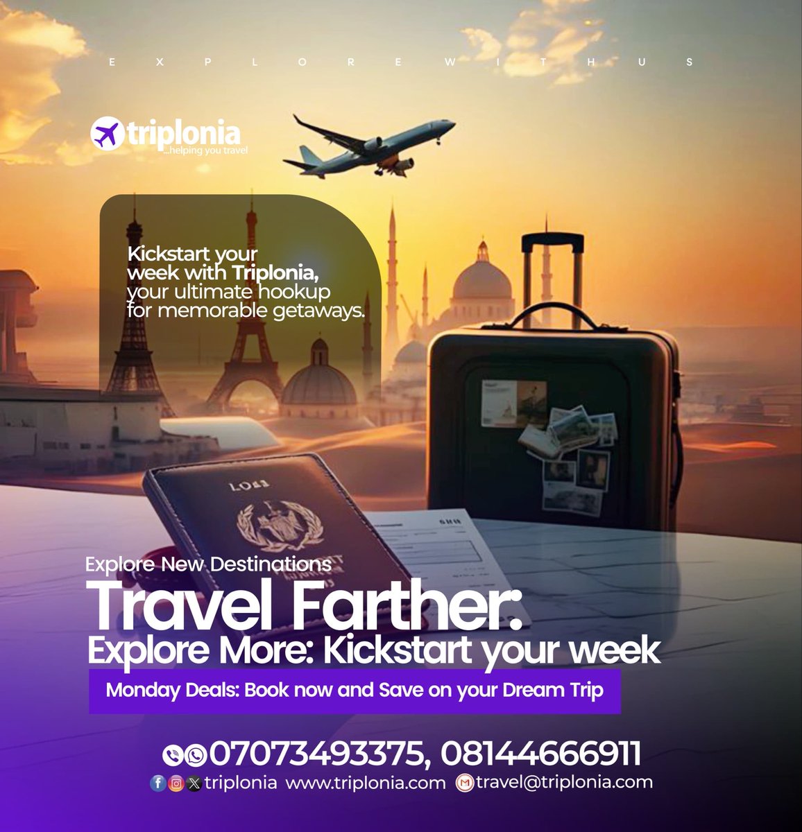 Triplonia's tweet image. Happy Thursday, Explore new Destinations with us.