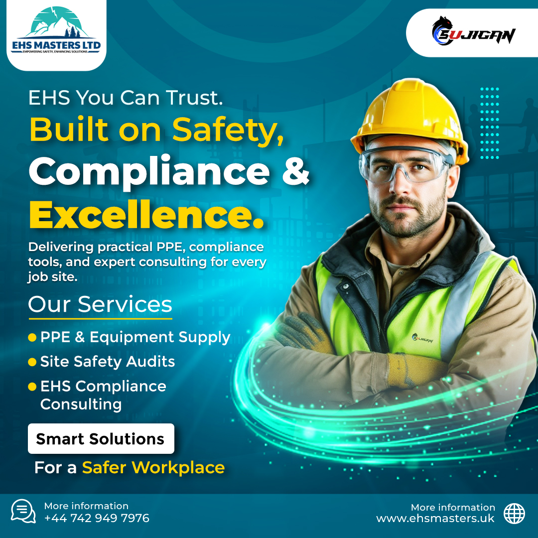 EhsMasters's tweet image. More than gear, we bring safety expertise. 🦺
EHS Masters Ltd ensures protection, compliance, and confidence.
Let’s raise the standard of safety together. 💼
#ehs #london #ehsmasters #worksafe #PPE #construction #SafetyMatters #londonppe #EHSProducts #safetyfirst