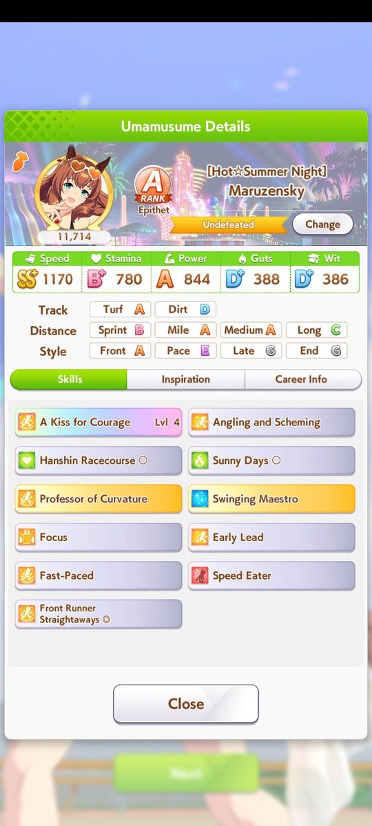 First attempt at making a Leo Ace and first attempt at maruzensky's career

Besides Groundwork not proccing this is honestly not that bad