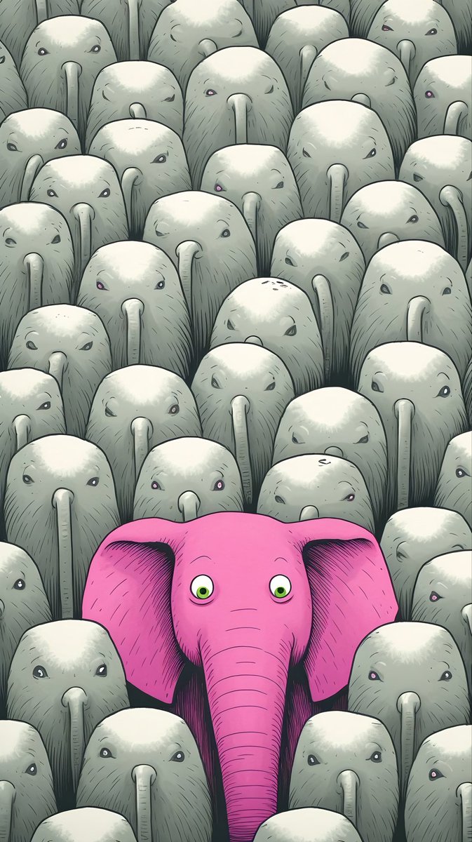 Leonard18_X's tweet image. &quot;Stand out in the herd with this quirky pink elephant wallpaper! 🐘✨ #WallpaperLove #UniqueDesign #ElephantArt #PhoneAesthetic&quot;4K