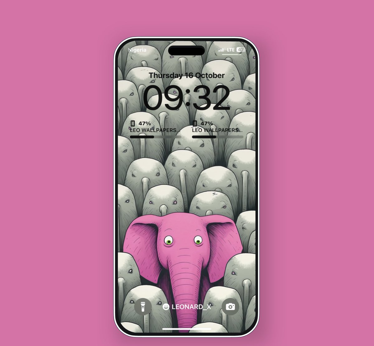 Leonard18_X's tweet image. &quot;Stand out in the herd with this quirky pink elephant wallpaper! 🐘✨ #WallpaperLove #UniqueDesign #ElephantArt #PhoneAesthetic&quot;4K