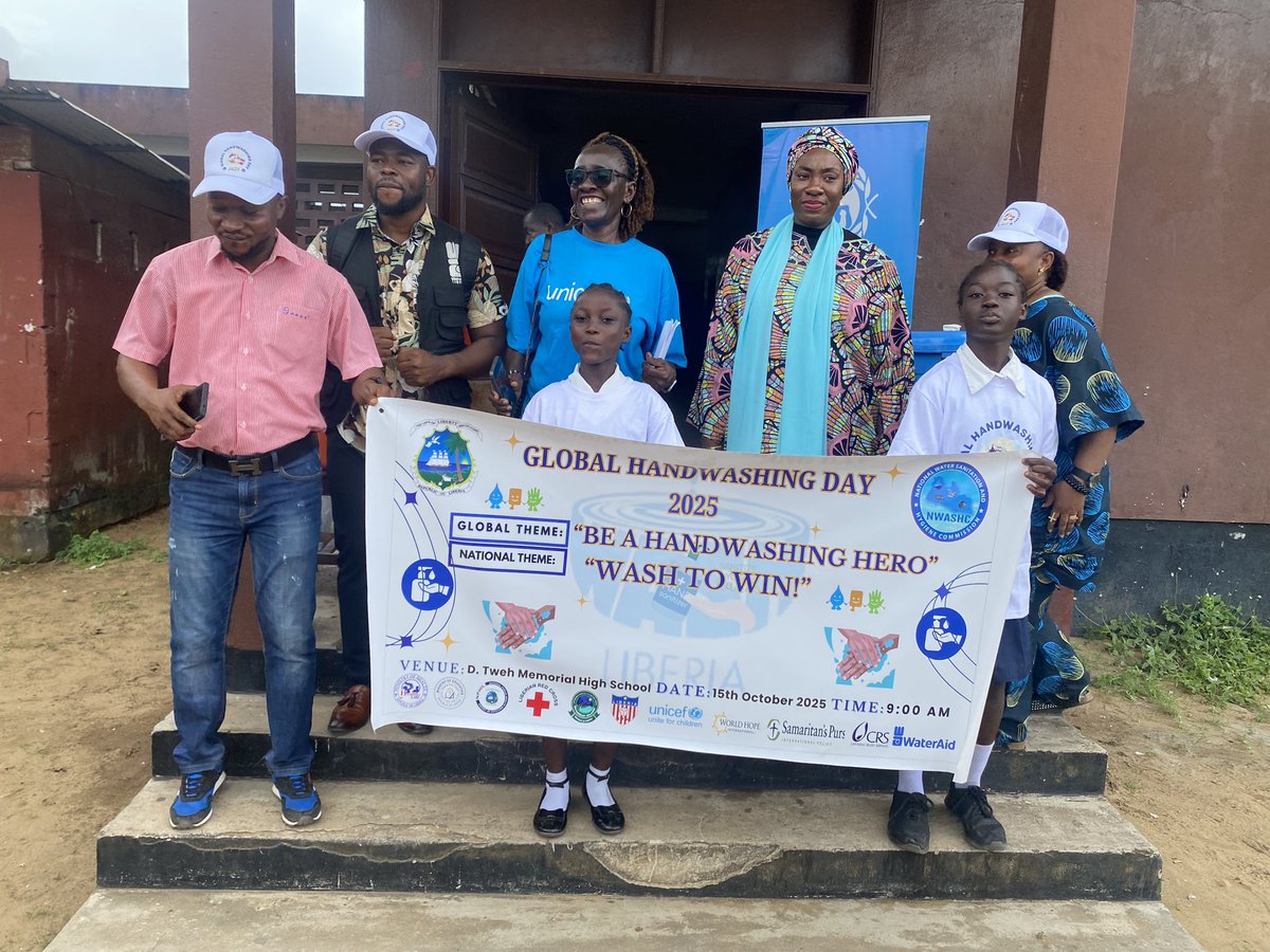 WateraidLiberia's tweet photo. WaterAid Liberia joined the Nat WASH Comm, partners &amp; Students to mark #GlobalHandwashingDay, calling for clean water access, better hygiene services, &amp; increased invest.. - esp for students &amp; people @specialneeds.
 “WASH to Win” came alive through  sports. #CleanHandsSaveLives https://t.co/BvsHD3B0XQ