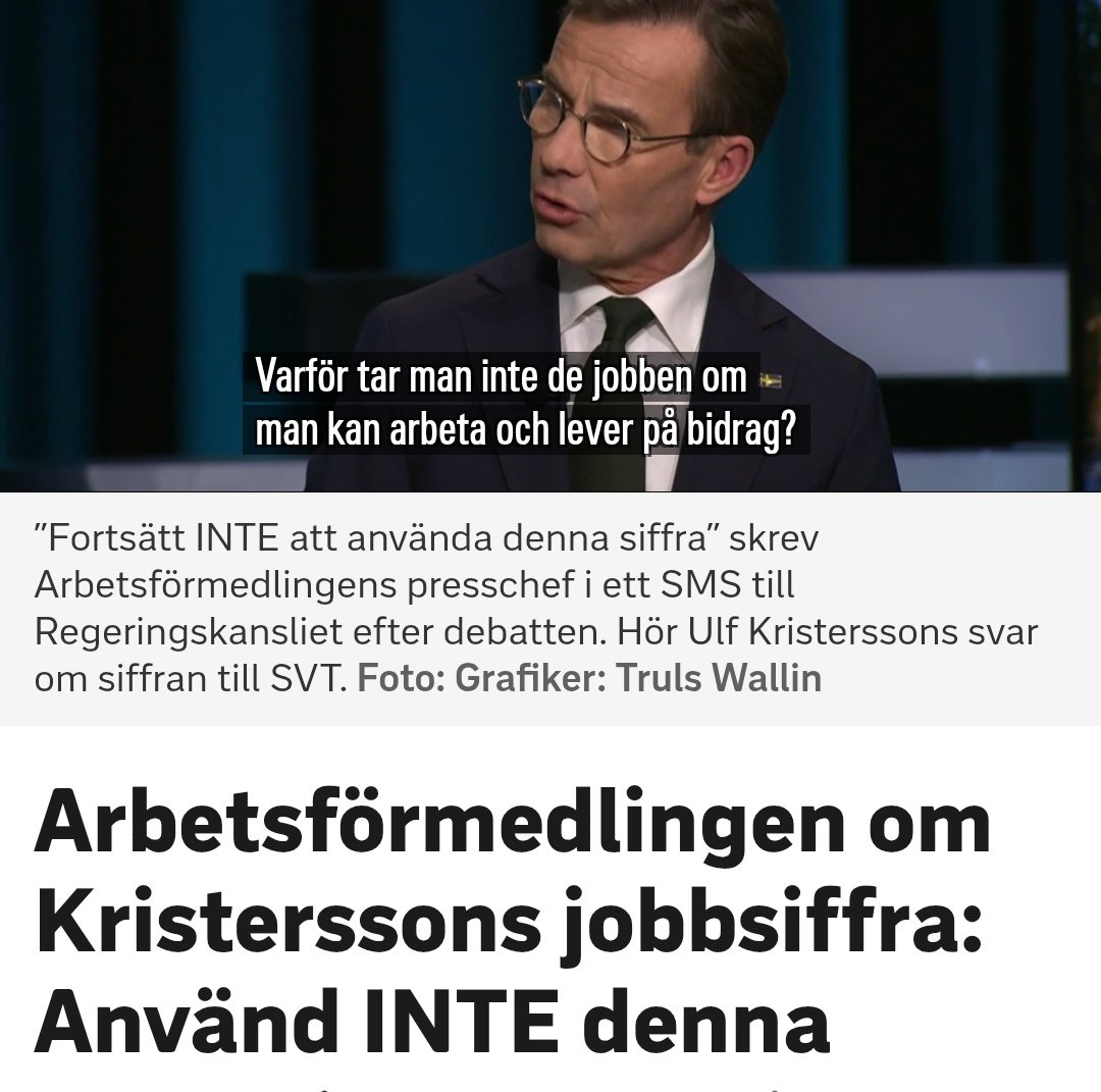 perbj's tweet image. Att politiker vinklar statistik till sin fördel är en sak. Att blåljuga i syfte att svartmåla en stor grupp människor och peka arbetslösa som lata samtidigt som man passivt låter arbetslösheten skena, det är vidrigt.
svt.se/nyheter/inrike…