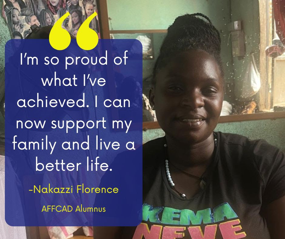 Meet Nakazzi Florence from Bwaise. After years of struggling to afford university, her life changed when she joined AFFCAD’s SSCOS project, funded by the #EU . Now, she runs her own salon, supports her family, and #inspires youth to believe in second chances.